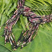 Jade and tourmaline beaded necklace,
