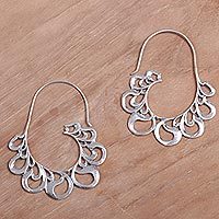 Sterling silver half-hoop earrings,