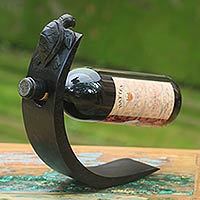 Wood wine bottle holder,