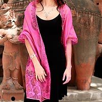 Cotton and silk shawl,
