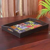 Wood and cotton tray,