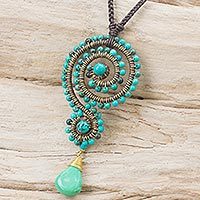 Calcite and leather pendant necklace,