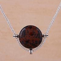 Mahogany obsidian pendant necklace,