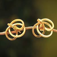 Gold plated button earrings,