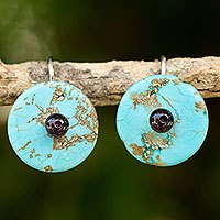 Calcite and garnet drop earrings,
