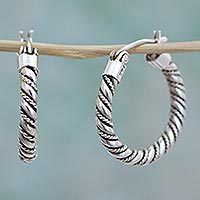 Sterling silver hoop earrings,