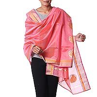 Cotton and silk blend shawl,