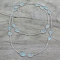 Chalcedony long station necklace,