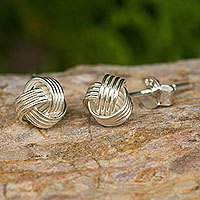Sterling silver button earrings,