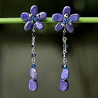 Lapis lazuli floral earrings,