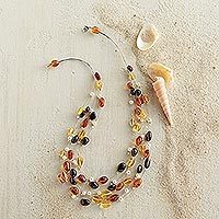 Amber and cultured pearl necklace,