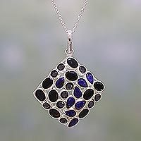 Onyx and lapis lazuli pendant necklace,