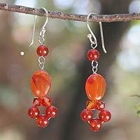 Carnelian dangle earrings,