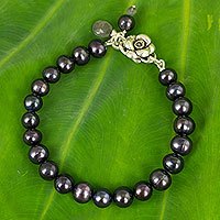 Pearl and labradorite beaded bracelet,