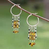 Pearl hoop earrings,