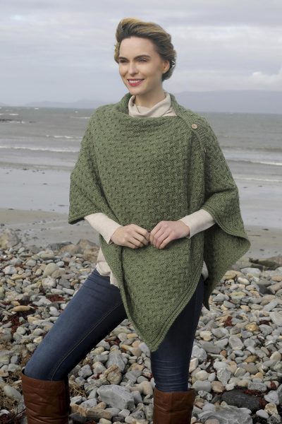 Wool convertible cape, 'Aran Islands' - Merino Wool Trellis-Stitch Convertible Cape from Ireland