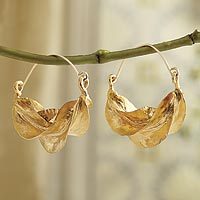 Gold plated brass hoop earrings,