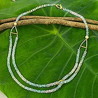 Gold plated aquamarine beaded necklace,