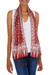 Silk batik scarf, 'Love Awakens' - Hand Made Batik Silk Patterned Scarf from Indonesia (image 2b) thumbail