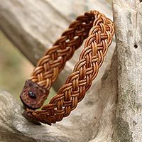 Braided leather wristband bracelet,