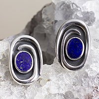 Lapis lazuli button earrings,