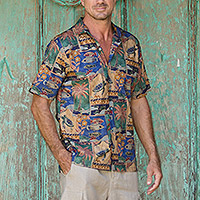 Mens cotton travel shirt, Aloha