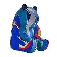 Recycled flip-flop sculpture, 'Panda' (medium) - Eco-Friendly African Recycled Flip-Flop Panda Sculpture
