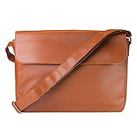 Leather satchel, 'Elite Field' - Brown Leather Satchel for Elite Field Radio