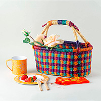 Curated gift box with basket, cup, and utensils, 'Picnic Bounty Box' - Curated Gift Box for Picnics with Basket, Cup, and Utensils