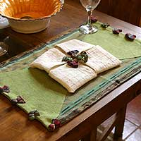 Cotton placemats and napkins Jade Fantasy pair Guatemala