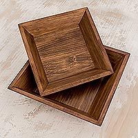 Wood centerpieces Maya Square pair Guatemala