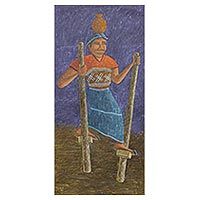 'Stilt Walker' (2006) - Fine Art Naif Painting from Guatemala 