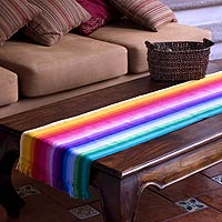 Cotton table runner Rainbow Fantasy Guatemala