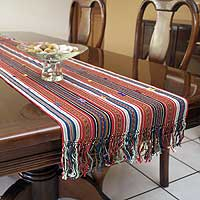 Cotton table runner Ancestral Path Guatemala