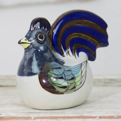 Ceramic figurine, Blue Rooster