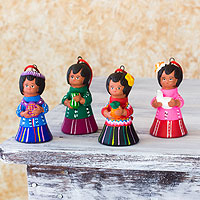 Ceramic ornaments Shepherds set of 4 Guatemala