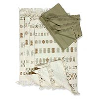 Cotton placemat and napkin set Iconic Maya set of 4 Guatemala