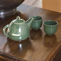Ceramic tea set Maya Jade set for 2 El Salvador