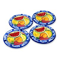 Ceramic dessert plates, 'Harvest' (set of 4) - Handmade Ceramic Dessert Plates (Set of 4)