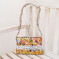 Recycled metalized wrapper shoulder bag Eco Fun Guatemala