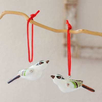 Ceramic ornaments, Reed Bunting (pair)