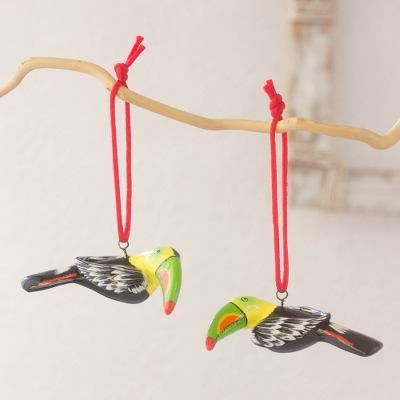 Ceramic ornaments, Tropical Toucan (pair)