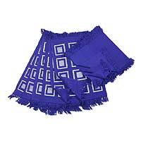 Cotton placemat and napkin set Antigua Blue set of 6 Guatemala