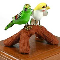 Ceramic figurine Parakeet Pair Guatemala