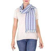Cotton scarf Blue Atitlan Guatemala