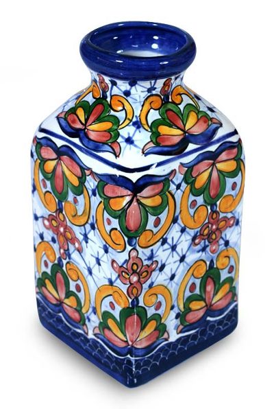 Ceramic vase, 'Botanical Garden' - Ceramic vase