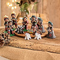 Ceramic nativity scene, 'Totonicapan' (set of 13) - Ceramic nativity scene (Set of 13)