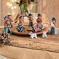 Ceramic nativity scene Saint Thomas set of 13 Guatemala