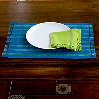 Cotton placemats and napkins Salvador Sky set for 2 El Salvador