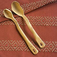 Wood ladle set Xocomil Breeze pair Guatemala